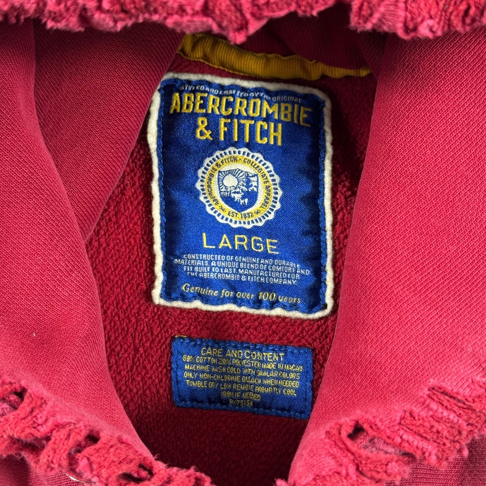 90s Abercrombie & Fitch Hoodie Men's Large Red AF 92 Streetwear Vintage Thrashed - Picture 9 of 10